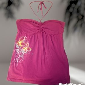 Roxy Purple Babydoll Halter Top  Juniors Size Large